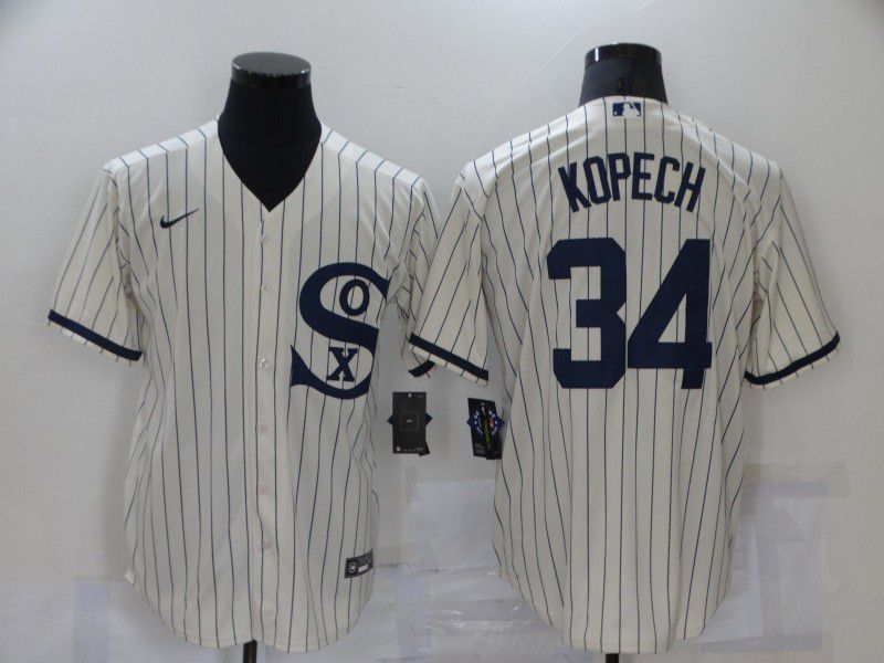 Men Chicago White Sox #34 Kopech Cream stripe Dream version Game Nike 2021 MLB Jerseys